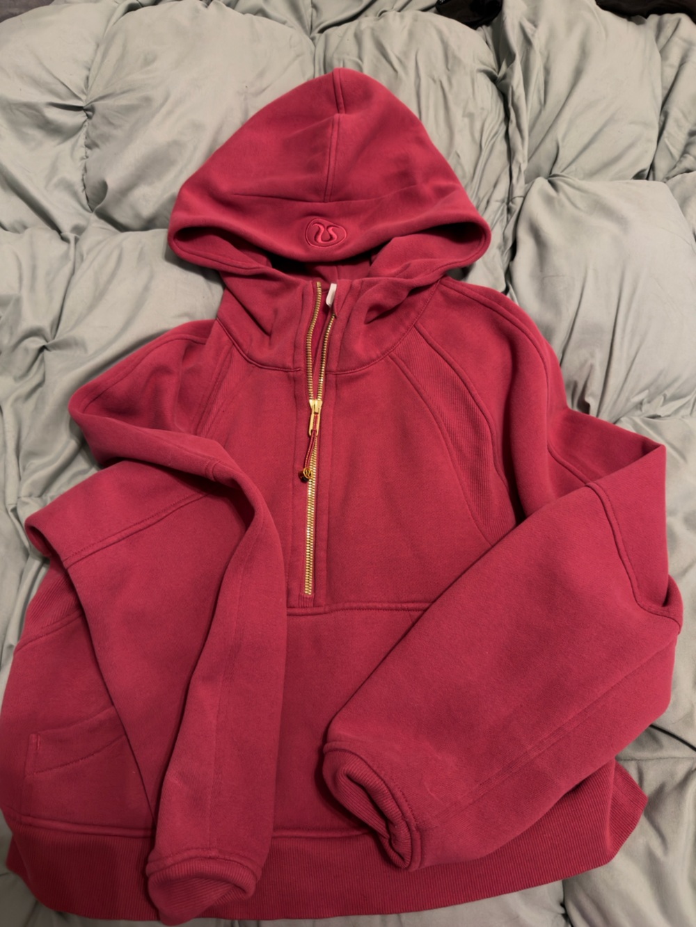 lululemon athletica Scuba Raspberry Hoodie with Gold Hardware